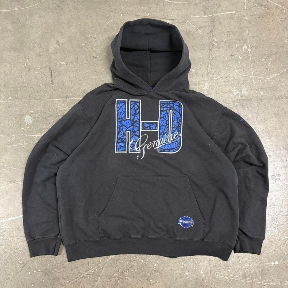 Harley Davidson Hoodie Men's Size L 90s Y2K Grunge Skate Emo